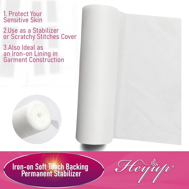 Heyup Iron on Embroidery Stitch Cover 8" x 9 Yd Light Weight Stabilizer Prevent Scratchy or Itchy Stitches, Soft Touch Backing for Sensitive Skin, Babies, and Embroidery Garments, 2 Pack - Image 5